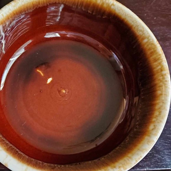 VINTAGE Hull Set of Four (4) 5" Brown Drip Bowls Ovenproof ~ Made in the USA - Picture 4 of 5